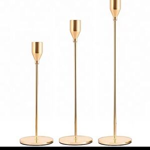 Candle holder gold plated set of three